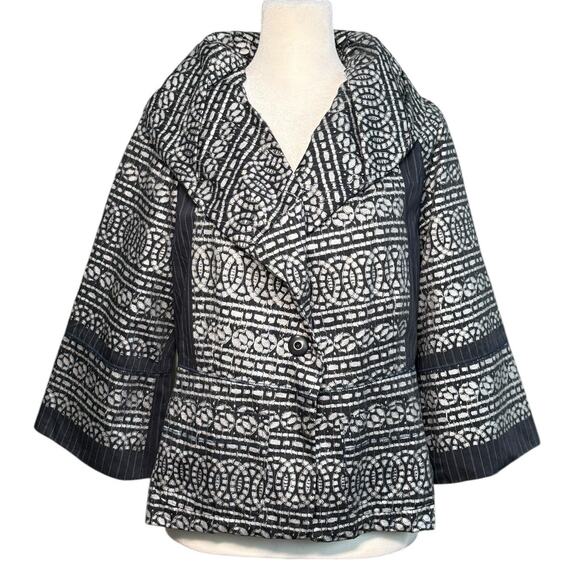 Burning Torch Cropped‎ Blazer Jacket Women Med Artsy Boho Event Statement Collar - Picture 1 of 12